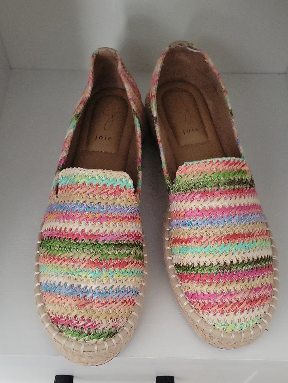 Joie Cara Raffia Espadrilles Women’s Sz 9.5 Multicolor Rainbow Flats Slip on